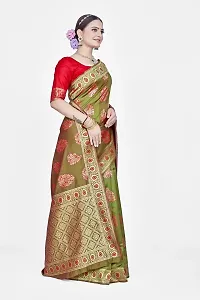 Stylish Silk Blend Zari Saree With Blouse Piece For Women-thumb4