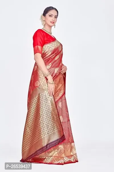 Stylish Silk Blend Woven Banarasi Saree With Unstitched Blouse-thumb4