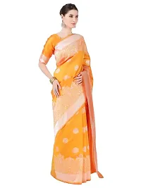 Stylish Orange Colored Banarasi Silk Zari Woven Saree With Blouse Piece-thumb1