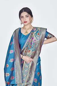 Stylish Silk Blend Zari Saree With Blouse Piece For Women-thumb2