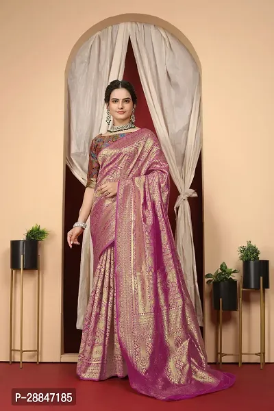 Stylish Purple Art Silk Saree With Blouse Piece For Women-thumb0