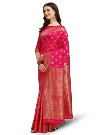 Stylish Pink Colored Kanjeevaram Silk Zari Woven Saree With Blouse Piece-thumb1