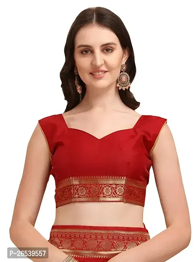 Stylish Red Colored Kanjeevaram Silk Zari Woven Saree With Blouse Piece (Zari Red)-thumb4