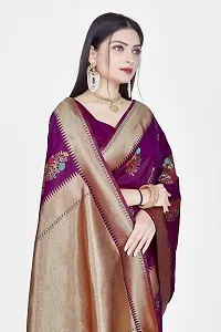 Stylish Silk Blend Zari Saree With Blouse Piece For Women-thumb2