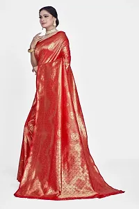 Stylish Silk Blend Zari Saree With Blouse Piece For Women-thumb3