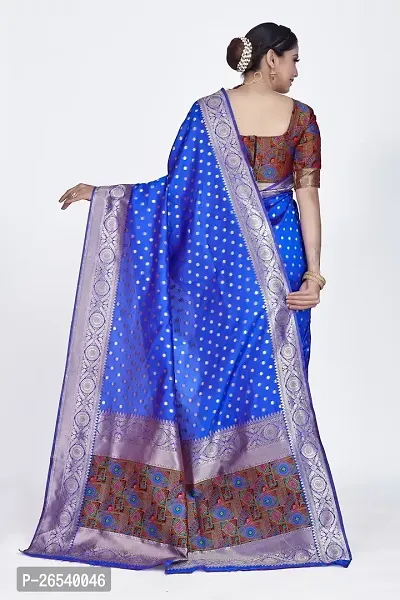 Stylish Silk Blend Zari Saree With Blouse Piece For Women-thumb2