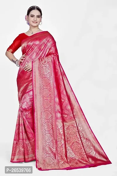 Stylish Silk Blend Zari Saree With Blouse Piece For Women