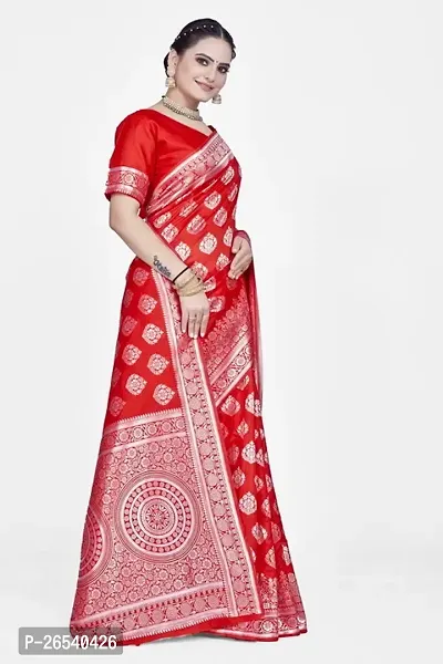 Stylish Silk Blend Zari Saree With Blouse Piece For Women-thumb5