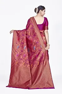 Stylish Silk Blend Zari Saree With Blouse Piece For Women-thumb1