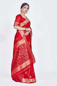 Stylish Silk Blend Zari Saree With Blouse Piece For Women-thumb4