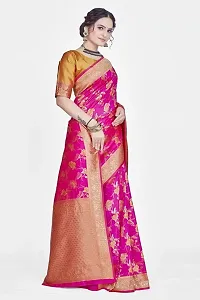 Stylish Silk Blend Zari Saree With Blouse Piece For Women-thumb4