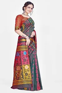Stylish Silk Blend Banarasi Saree With Unstitched Blouse Piece-thumb3