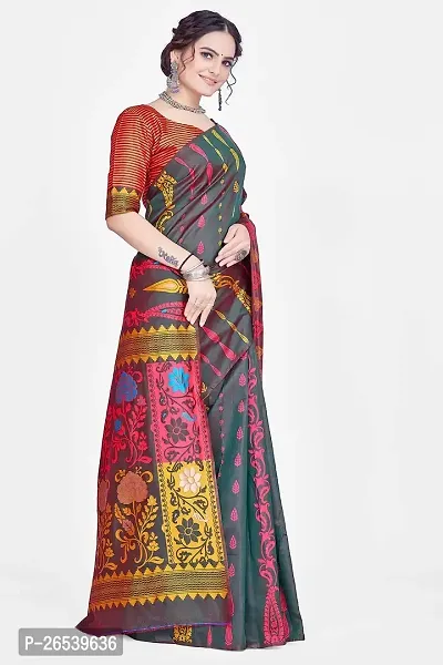 Stylish Silk Blend Banarasi Saree With Unstitched Blouse Piece-thumb4