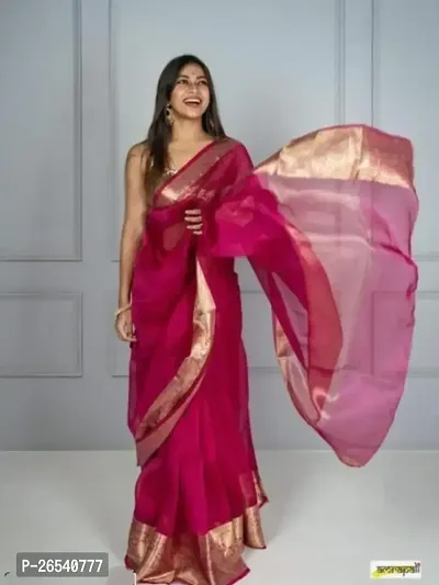 Stylish Soft Silk Red Saree With Blouse Piece For Women-thumb2