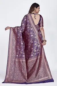 Stylish Silk Blend Zari Saree With Blouse Piece For Women-thumb1