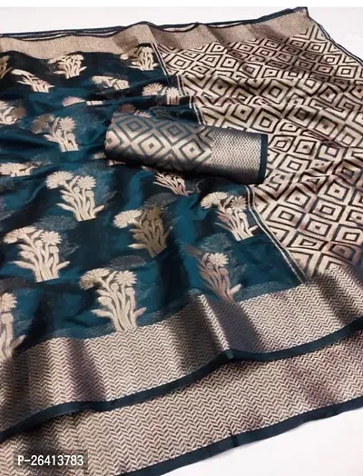 Beautiful Blue Art Silk Zari work Woven Banarasi Saree With Blouse Piece-thumb0