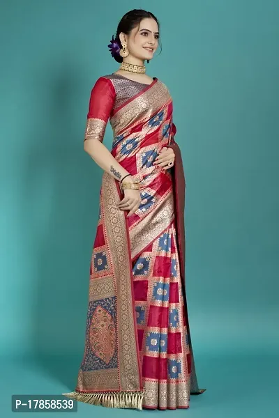 Beautiful  Organza  Jacquard Saree with Blouse Piece For Women-thumb5