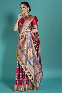 Beautiful  Organza  Jacquard Saree with Blouse Piece For Women-thumb3