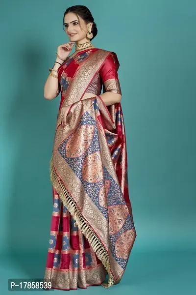 Beautiful  Organza  Jacquard Saree with Blouse Piece For Women-thumb4