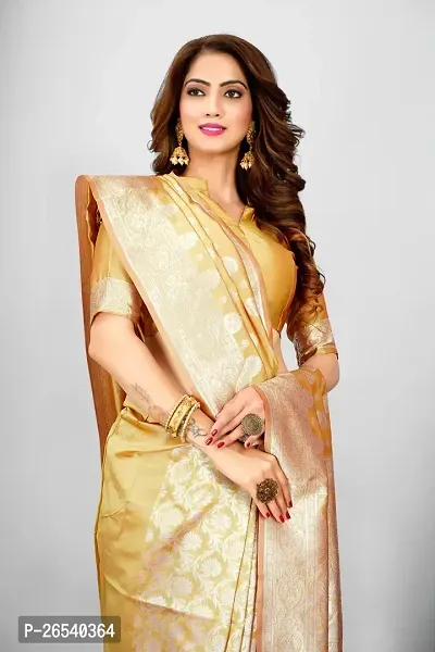 Stylish Silk Blend Zari Saree With Blouse Piece For Women-thumb5