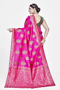 Stylish Silk Blend Zari Saree With Blouse Piece For Women-thumb1