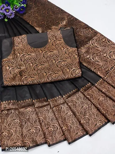 Stylish Banarasi Silk Saree Along With Zari Woven Work With Blouse For Women-thumb0