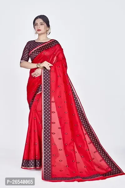 Stylish Silk Blend Zari Saree With Blouse Piece For Women-thumb0