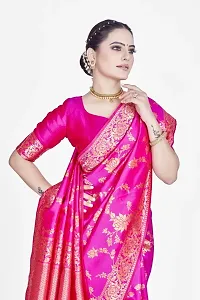 Stylish Silk Blend Zari Saree With Blouse Piece For Women-thumb2