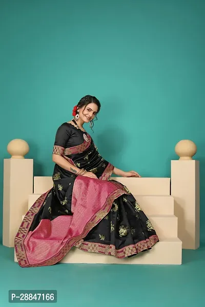 Stylish Black Art Silk Saree With Blouse Piece For Women-thumb2