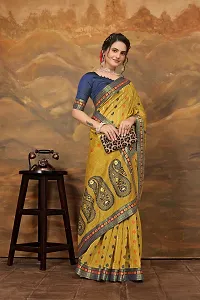 Stylish Mustard Art Silk Saree With Blouse Piece For Women-thumb1