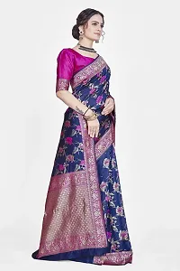 Stylish Silk Blend Zari Saree With Blouse Piece For Women-thumb4