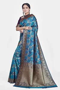 Stylish Silk Blend Zari Saree With Blouse Piece For Women-thumb4