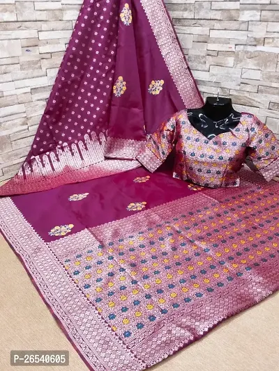 Fancy Banarasi Silk Saree With Blouse Piece For Women-thumb0