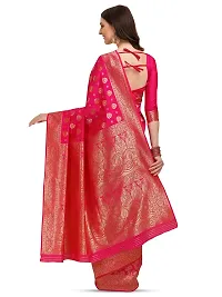 Stylish Pink Colored Kanjeevaram Silk Zari Woven Saree With Blouse Piece-thumb2