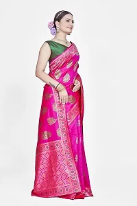 Stylish Silk Blend Zari Saree With Blouse Piece For Women-thumb4