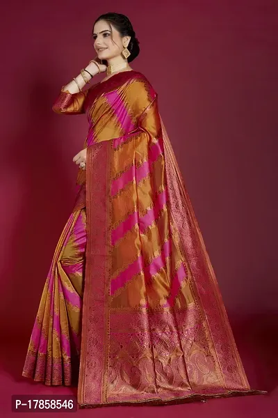 Beautiful  Organza  Jacquard Saree with Blouse Piece For Women-thumb4