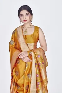 Stylish Silk Blend Zari Saree With Blouse Piece For Women-thumb2