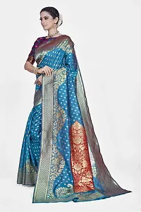 Stylish Silk Blend Zari Saree With Blouse Piece For Women-thumb3