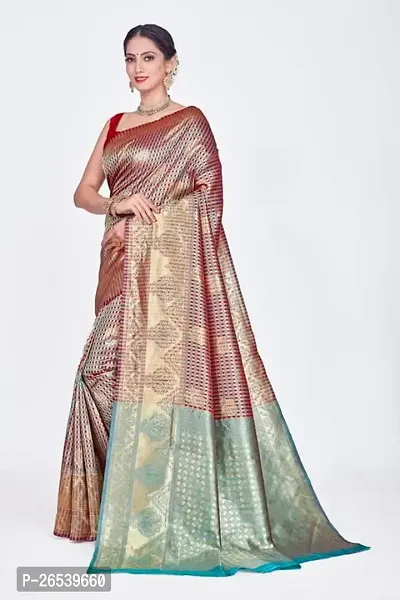 Stylish Silk Blend Woven Banarasi Saree With Unstitched Blouse-thumb5