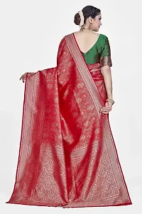 Stylish Silk Blend Zari Saree With Blouse Piece For Women-thumb1