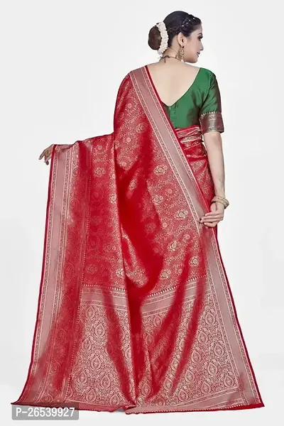 Stylish Silk Blend Zari Saree With Blouse Piece For Women-thumb2