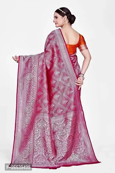 Stylish Art Silk Banarasi Saree With Unstitched Blouse-thumb2