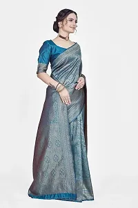 Stylish Silk Blend Zari Saree With Blouse Piece For Women-thumb4