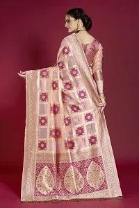 Beautiful  Organza  Jacquard Saree with Blouse Piece For Women-thumb1