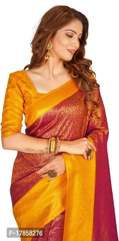 Beautiful  Art Silk  Jacquard Saree with Blouse Piece For Women-thumb3