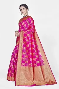 Stylish Silk Blend Zari Saree With Blouse Piece For Women-thumb3