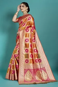 Beautiful  Organza  Jacquard Saree with Blouse Piece For Women-thumb3