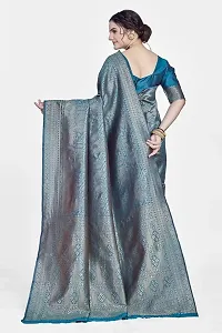 Stylish Silk Blend Zari Saree With Blouse Piece For Women-thumb1