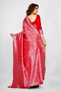 Stylish Silk Blend Zari Saree With Blouse Piece For Women-thumb1