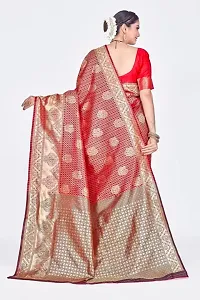 Stylish Silk Blend Woven Banarasi Saree With Unstitched Blouse-thumb1